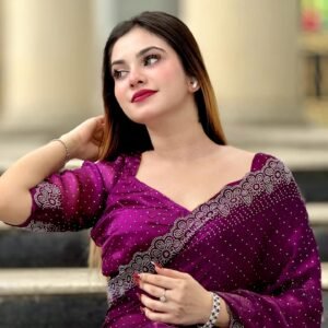 White Gold Jorjet stone saree